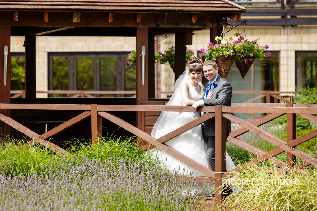 bride and groom wedding photographs at the Hampshire Court Hotel.